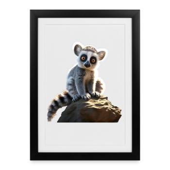 Ring-tailed lemurs lover Lemur ring-tailed lemurs Maki ring-tailed lemur - Framed poster (27 × 37 cm) - black - Front