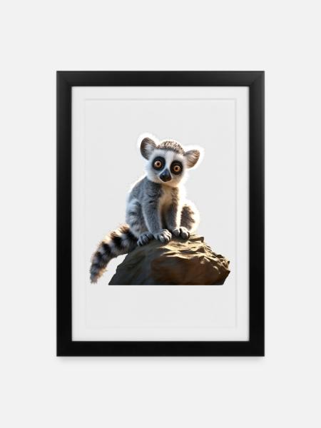 Katta Lemuren Liebhaber Lemur Kattas Maki Katta - Gerahmtes Poster (27 × 37 cm) - Schwarz