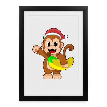 Monkey Christmas Banana - Framed poster (27 × 37 cm) - black - Front