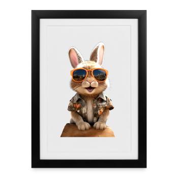 Lapin lapin lièvre lapin cadeau lapins mignons - Affiche encadrée (27 × 37 cm) - noir - Devant