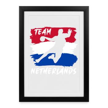 Équipe de handball des Pays-Bas - Affiche encadrée (27 × 37 cm) - noir - Devant