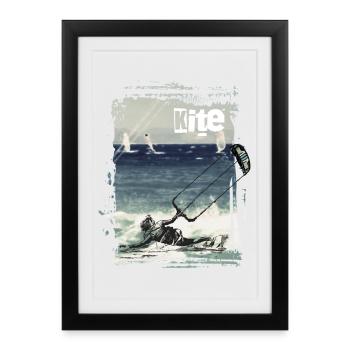Kitesurfer kite glider - Framed poster (27 × 37 cm) - black - Front