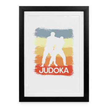 Croquis de judoka - Affiche encadrée (27 × 37 cm) - noir - Devant