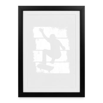 Skateboarding Boy Sketch - Framed poster (27 × 37 cm) - black - Front