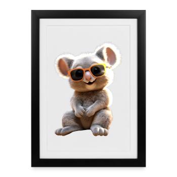 Koala Australie Koalas Koala Ours Mignon Koala Ours - Affiche encadrée (27 × 37 cm) - noir - Devant