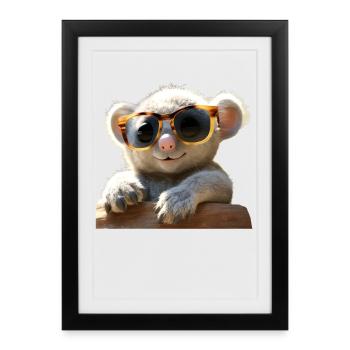 Koala Australie Koalas Koala Ours Mignon Koala Ours - Affiche encadrée (27 × 37 cm) - noir - Devant
