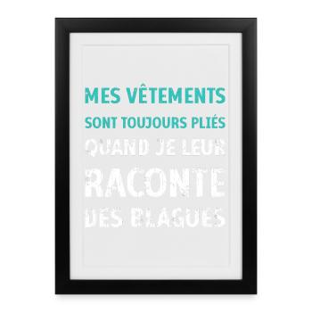 Vêtements pliés blagues citation drôles humour - Affiche encadrée (27 × 37 cm) - noir - Devant