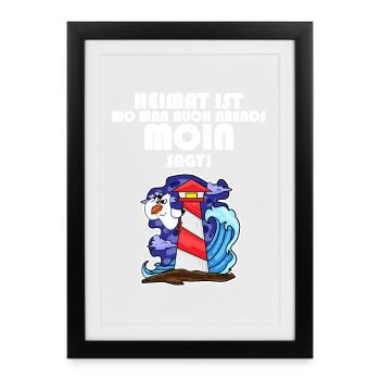 Nordsee Spruch - Gerahmtes Poster (27 × 37 cm) - Schwarz - Vorne