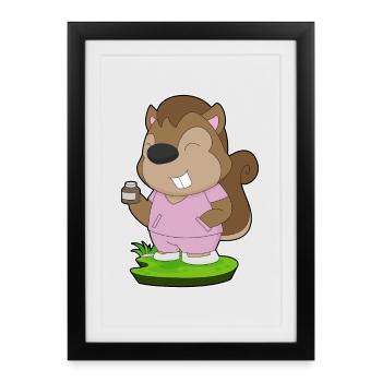 Squirrel Nurse Medicine - Framed poster (27 × 37 cm) - black - Front