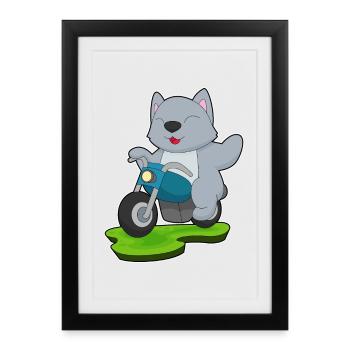 Moto Cat - Affiche encadrée (27 × 37 cm) - noir - Devant