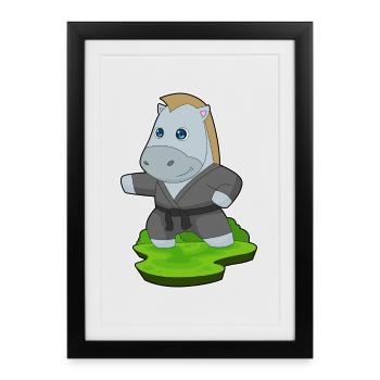 Karaté hippotechnique Arts martiaux - Affiche encadrée (27 × 37 cm) - noir - Devant