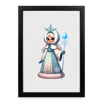Ded Moroz Snegurotschka russischer Weihnachtsmann - Gerahmtes Poster (27 × 37 cm) - Schwarz - Vorne