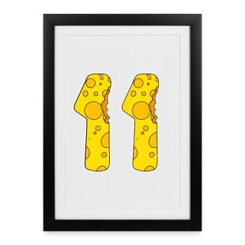 Fromage drôle de 11 ans d’âge - Affiche encadrée (27 × 37 cm) - noir - Devant