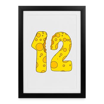 Fromage drôle de 12 ans d’âge - Affiche encadrée (27 × 37 cm) - noir - Devant