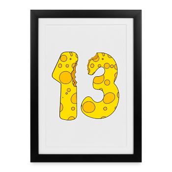 Fromage drôle de 13 ans d’âge - Affiche encadrée (27 × 37 cm) - noir - Devant