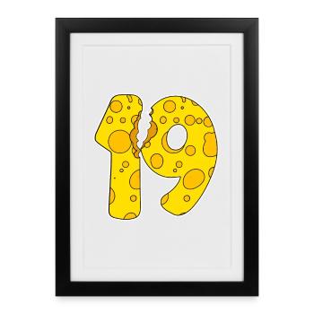 Fromage drôle de 19 ans d’âge - Affiche encadrée (27 × 37 cm) - noir - Devant