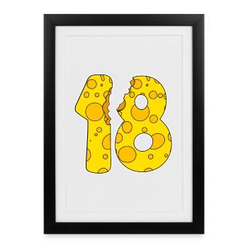 Fromage drôle de 18 ans d’âge - Affiche encadrée (27 × 37 cm) - noir - Devant