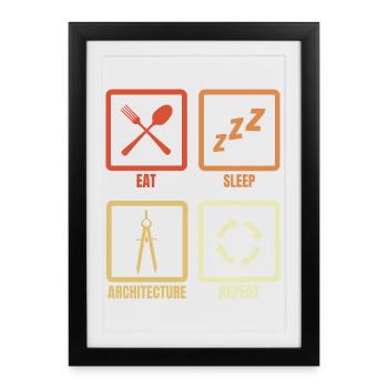 Le quotidien de l’architecte - Affiche encadrée (27 × 37 cm) - noir - Devant