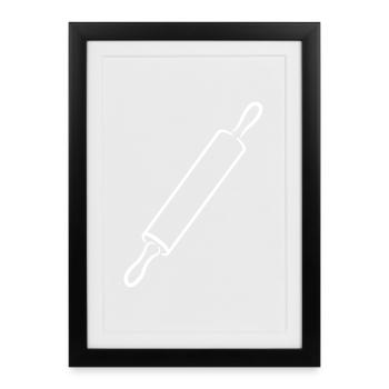 Dessin de rouleau à pâtisserie - Affiche encadrée (27 × 37 cm) - noir - Devant