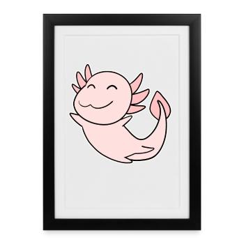 Axolotl Motif Kids - Framed poster (27 × 37 cm) - black - Front