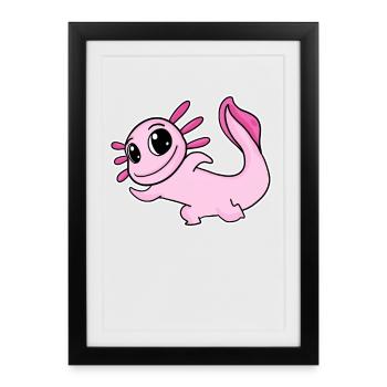Motif Axolotl Rose - Affiche encadrée (27 × 37 cm) - noir - Devant