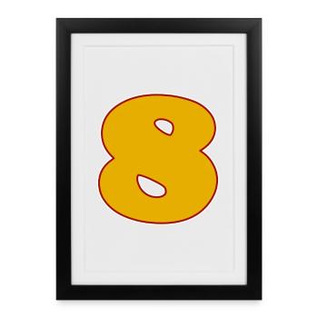 Number 8 Number Eight Motif - Framed poster (27 × 37 cm) - black - Front