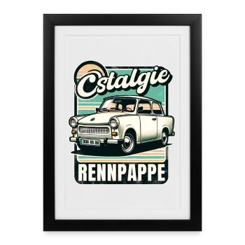 Ostalgie Rennpappe – 601 Trabi DDR Retro - Gerahmtes Poster (27 × 37 cm) - Schwarz - Vorne