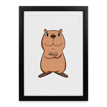 Capybara - Gerahmtes Poster (27 × 37 cm) - Schwarz - Vorne