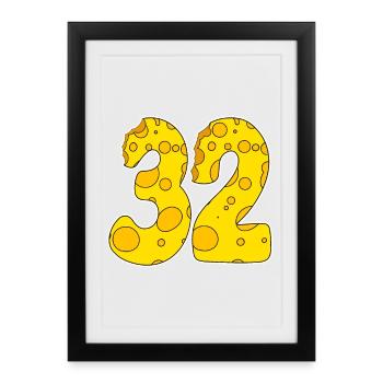 32 ans Lustig Käse - Affiche encadrée (27 × 37 cm) - noir - Devant