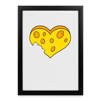 Coeur de fromage - Affiche encadrée (27 × 37 cm) - noir - Devant