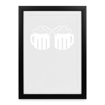 Chopes à bière - Affiche encadrée (27 × 37 cm) - noir - Devant