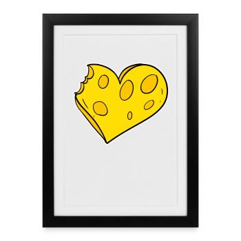 Coeur de fromage - Affiche encadrée (27 × 37 cm) - noir - Devant