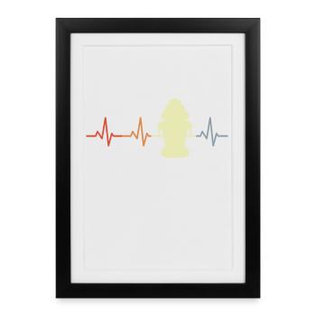 Vintage Fire Hydrant Heart Line - Framed poster (27 × 37 cm) - black - Front