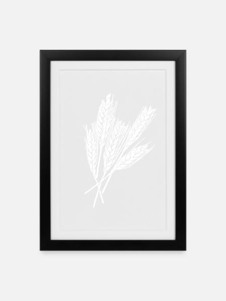 5 Weizen Ähren - Gerahmtes Poster (27 × 37 cm) - Schwarz