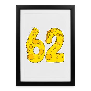 62 ans de Lustig Käse - Affiche encadrée (27 × 37 cm) - noir - Devant