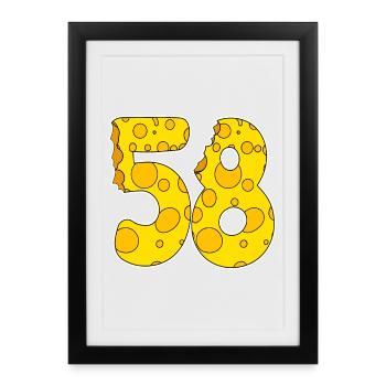 58 ans de Lustig Käse - Affiche encadrée (27 × 37 cm) - noir - Devant