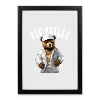 Gangster Hug Dealer Teddy Bear Funny - Framed poster (27 × 37 cm) - black - Front