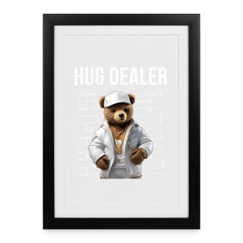 Gangster Hug Dealer Teddy Bear Funny - Framed poster (27 × 37 cm) - black - Front
