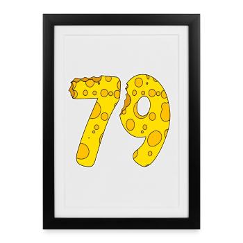 79 ans de Lustig Käse - Affiche encadrée (27 × 37 cm) - noir - Devant