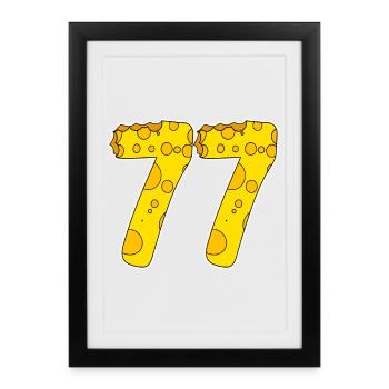77 Jahre Lustig Käse - Gerahmtes Poster (27 × 37 cm) - Schwarz - Vorne