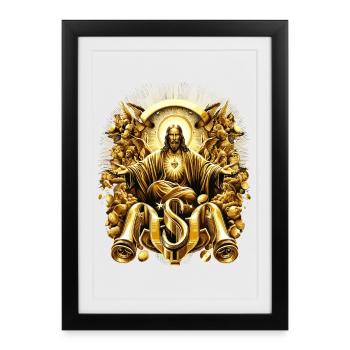 Heavenly Splendor Golden Jesus Angel - Framed poster (27 × 37 cm) - black - Front