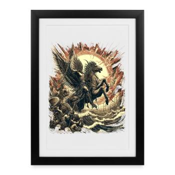 Mythe du Cavalier Divin - Affiche encadrée (27 × 37 cm) - noir - Devant