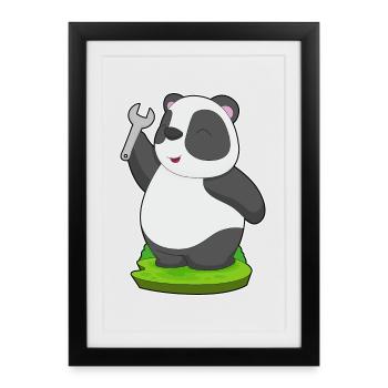 Panda Mechanic Wrench Workshop - Framed poster (27 × 37 cm) - black - Front