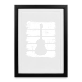 Guitar Drawing - Framed poster (27 × 37 cm) - black - Front