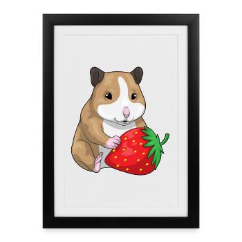 Hamster Fraise - Affiche encadrée (27 × 37 cm) - noir - Devant