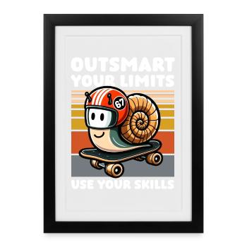 Skate Snail – Des compétences au lieu de limites - Affiche encadrée (27 × 37 cm) - noir - Devant