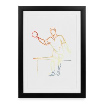 Dessin de tennis de Table Vintage - Affiche encadrée (27 × 37 cm) - noir - Devant