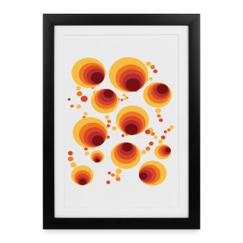 Motif abstrait de cercle à pois - Affiche encadrée (27 × 37 cm) - noir - Devant