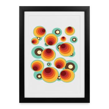 années 50 années 60 Rétro motif Cercle Style motif - Affiche encadrée (27 × 37 cm) - noir - Devant