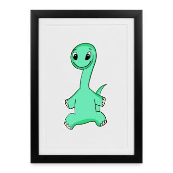 Dino Motif Dinosaur - Framed poster (27 × 37 cm) - black - Front